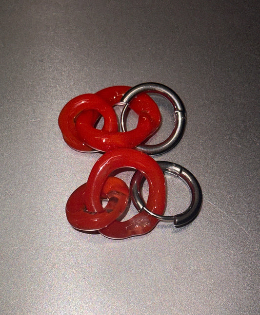 Pendientes cadena de vidrio naranja
