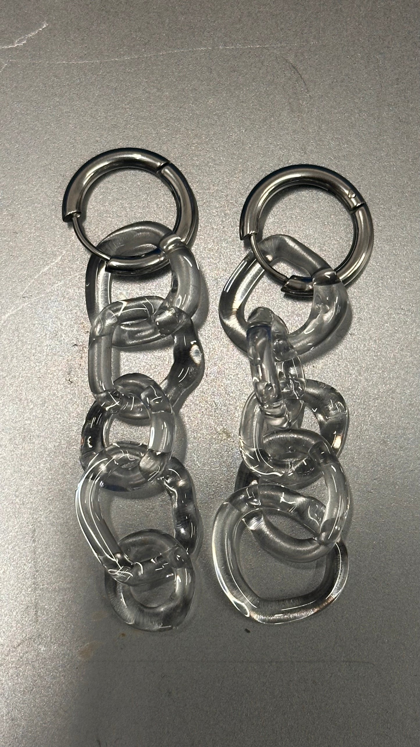 Pendientes cadena de vidrio transparente