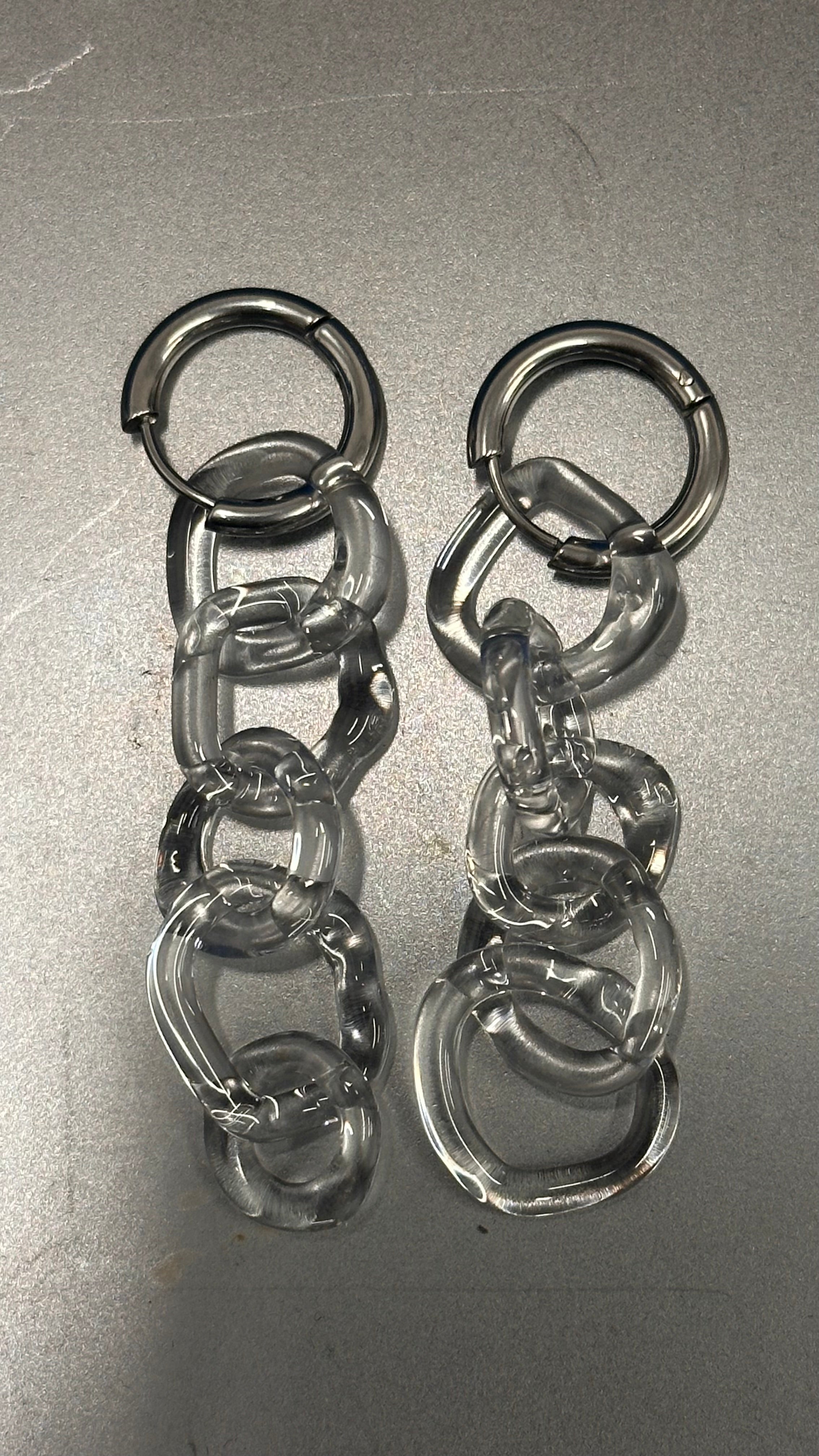Pendientes cadena de vidrio transparente