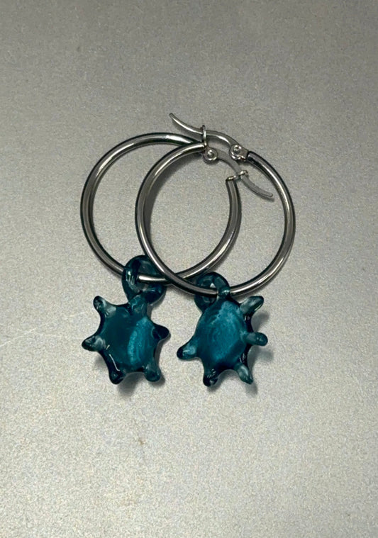 Pendientes de vidrio estrellita azul