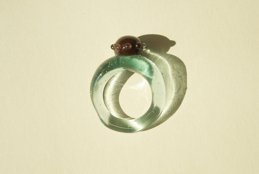 SELF JOY | Anillo flor abstracta marrón