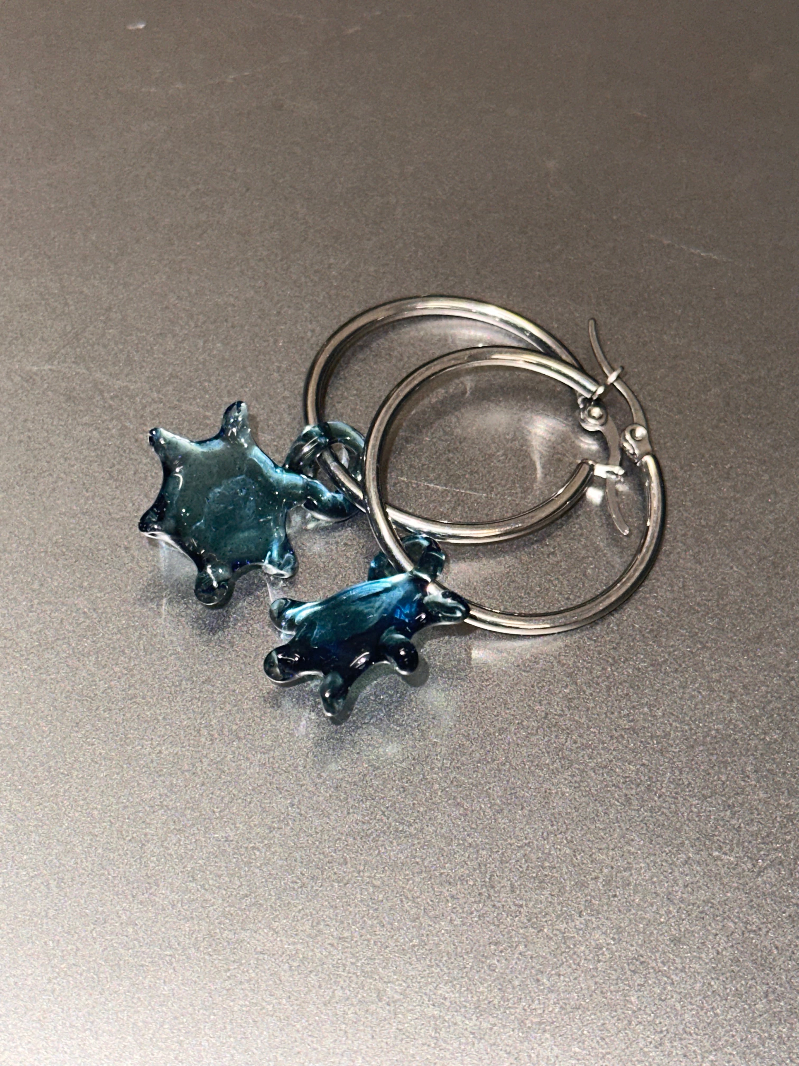 Pendientes de vidrio estrellita azul